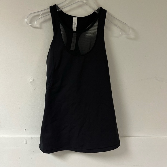 Lululemon Racerback Tank Top Built in Bra Black Mesh Size 6 Athletic Top - Picture 1 of 6